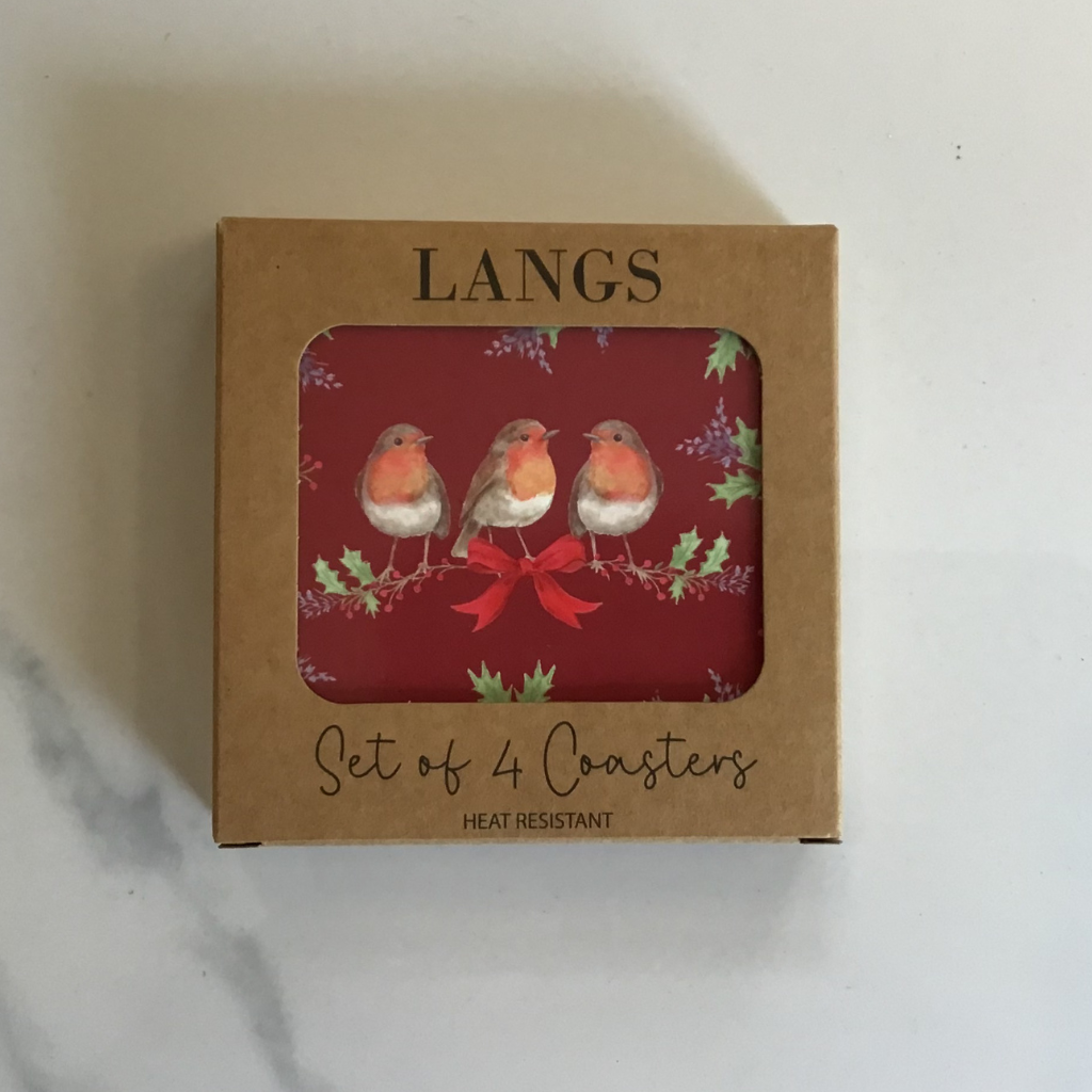 Robin With Foliage And Bow Heat Resistant Coaster Box 4 8RX141 Richard Lang  Mulligans of Ballaghaderreen