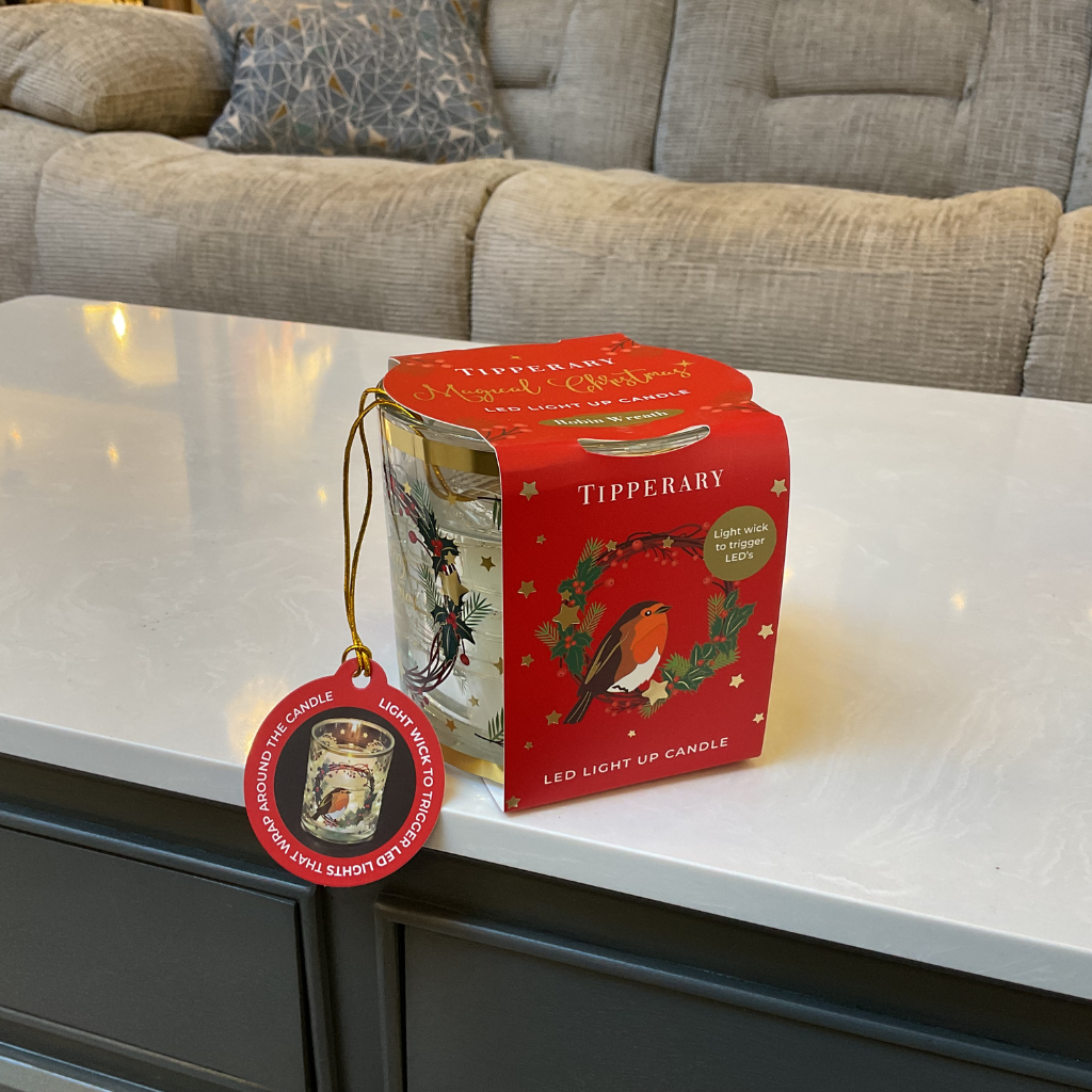 Robin Wreath LED Candle Tipperary Crystal 175051 Mulligans of Ballaghaderreen