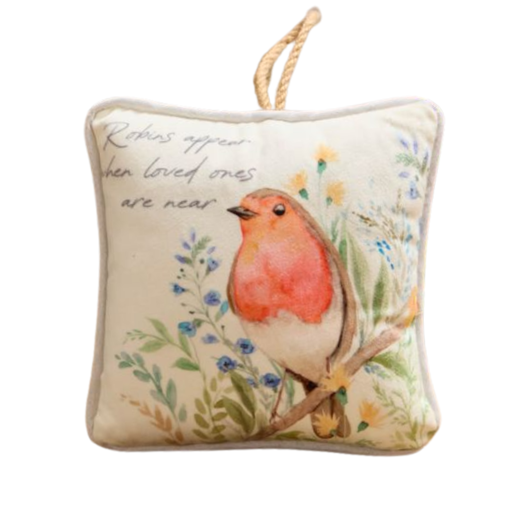 Robin on Branch Cushion Hanger 4RF235 Richard Langs Mulligans of Ballaghaderreen