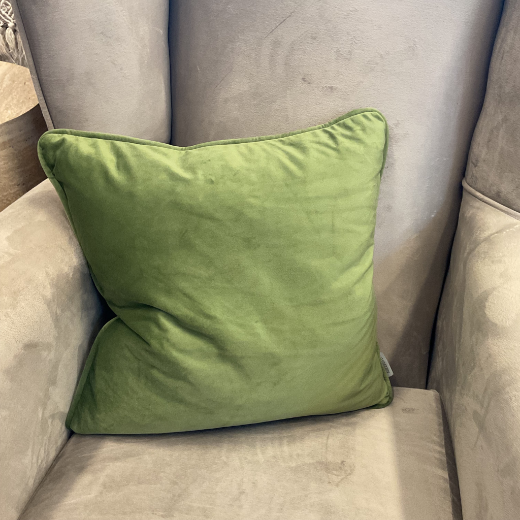 Sage Velvet Feather Scatter Cushion SVFSC Medicare Textiles Mulligans of Ballaghaderreen