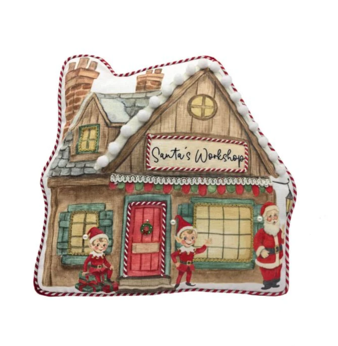 Santa's Workshop Shaped Cushion 4EC176 Richard Lang Mulligans of Ballaghaderreen