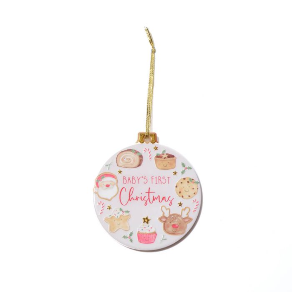 Santir's Magical Feast Baby's First Christmas Bauble Hanger With Gold And Raised 3D Detail 7MX111 Richard Lang  Mulligans of Ballaghaderreen