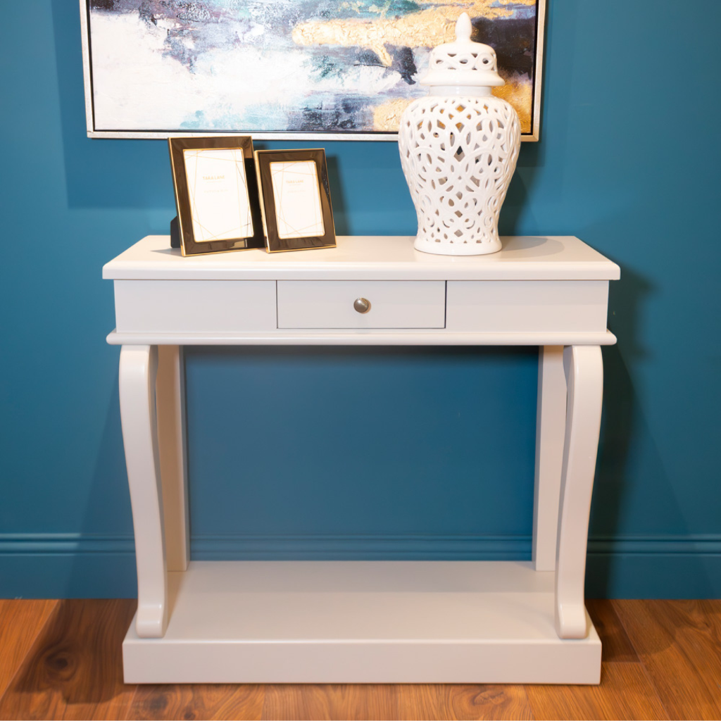 Scroll Grey 90cm Console Table with Drawer TL6496 Tara LaneMulligans of Ballaghaderreen