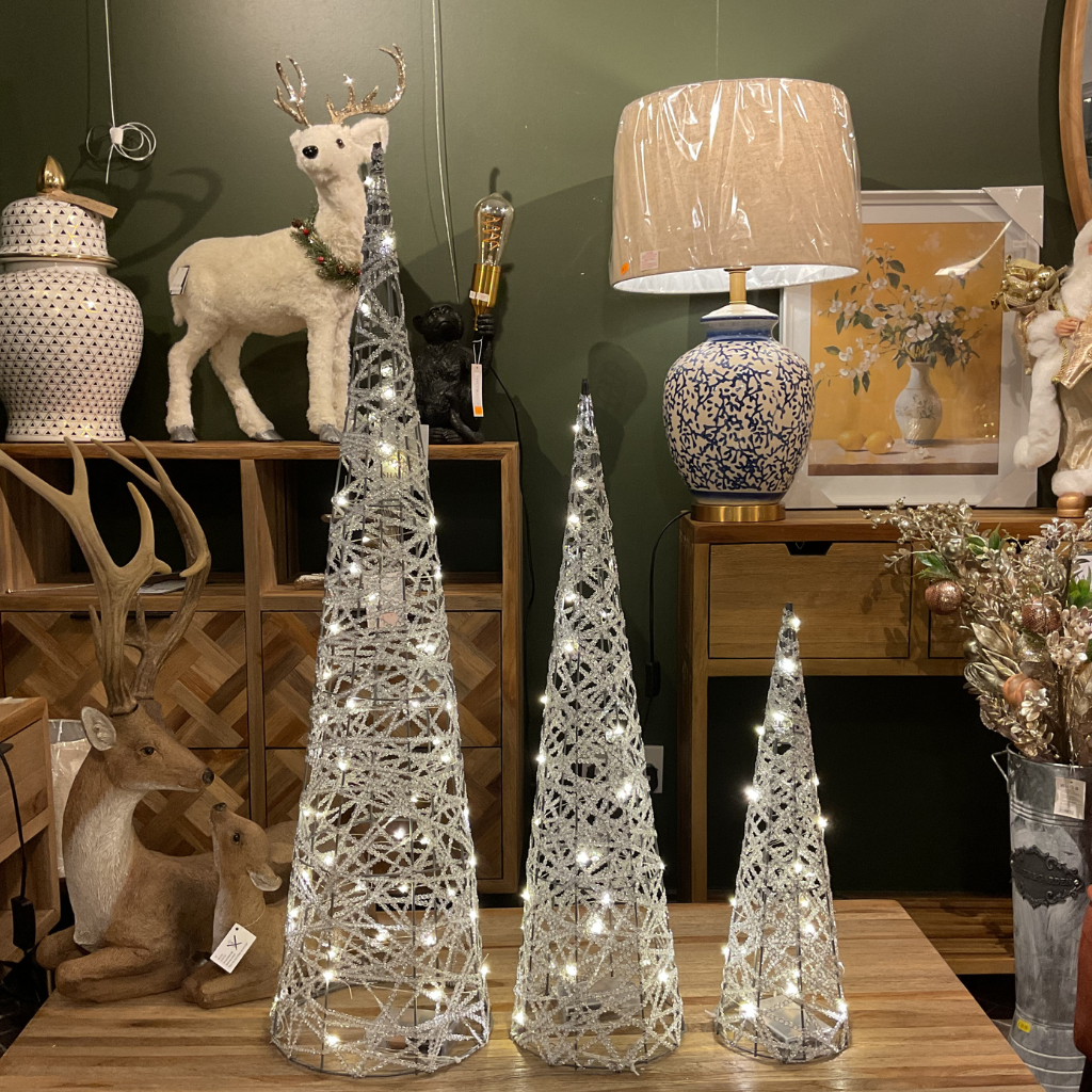 Set Of 3 Cone Trees Copperwire Lights 231394 Shatchi Mulligans of Ballaghaderreen