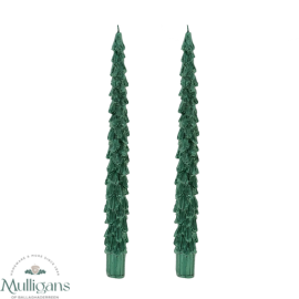 Set of 2 Green Tree Shaped Taper Candles XM12118 Widdop and Co Mulligans of Ballaghaderreen