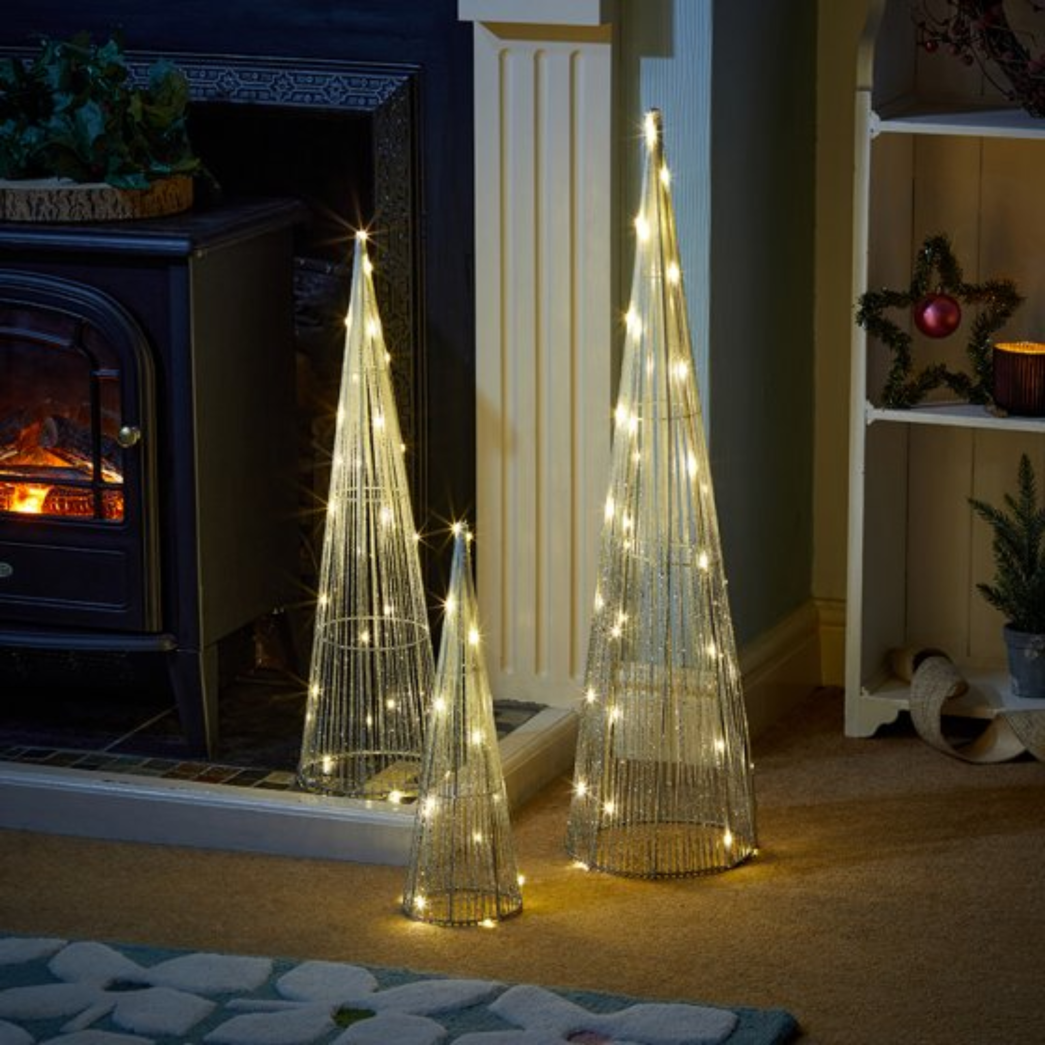Silver Sparkly TreeBelisk - Set of 3 2532020 Smart Garden Christmas Mulligans of Ballaghaderreen