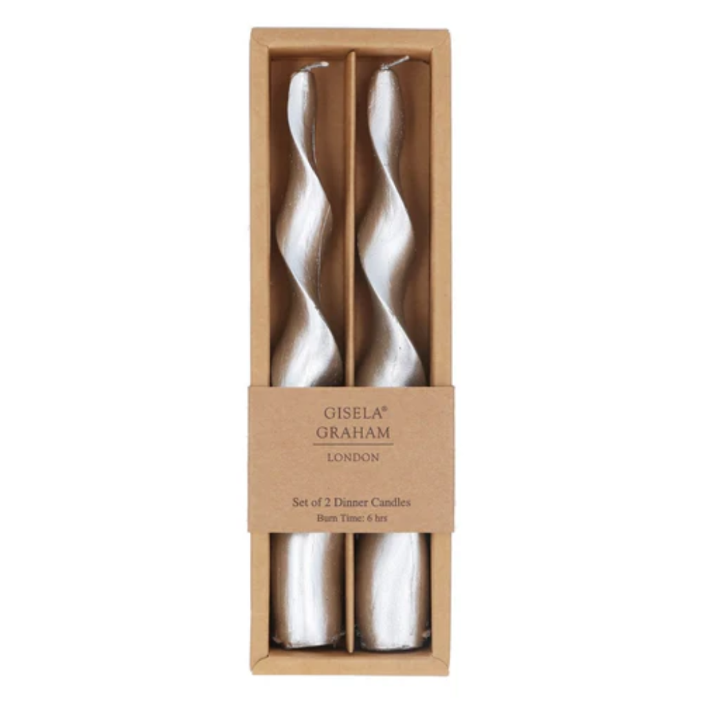 Silver Vintage Twist Taper Candle Box/2, 51928 Gisela Graham Mulligans of Ballaghaderreen 