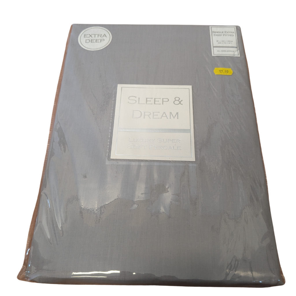 Sleep & Dream Grey Single Fitted Sheet SADGSFS Sleep & Dream Mulligans of Ballaghaderreen