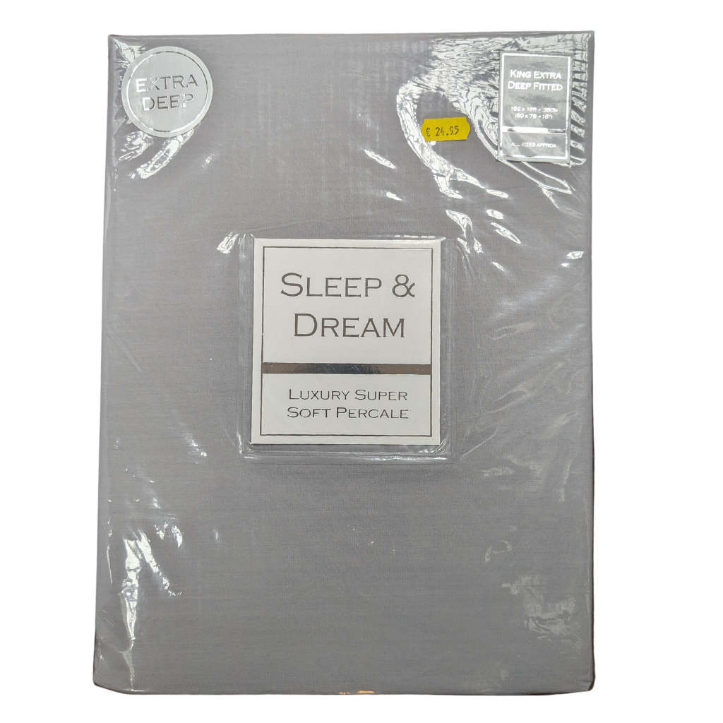 Sleep & Dream King Grey Fitted Sheet SADKGFS Sleep & Dream Mulligans of Ballaghaderreen
