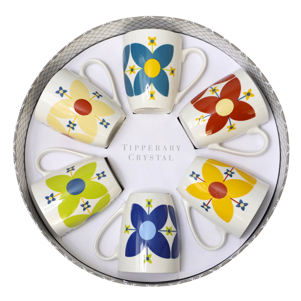 Star Flowers Set Of 6 Mugs