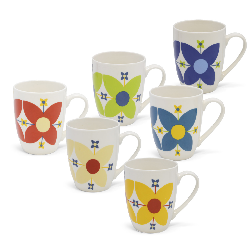 Star Flowers Set Of 6 Mugs