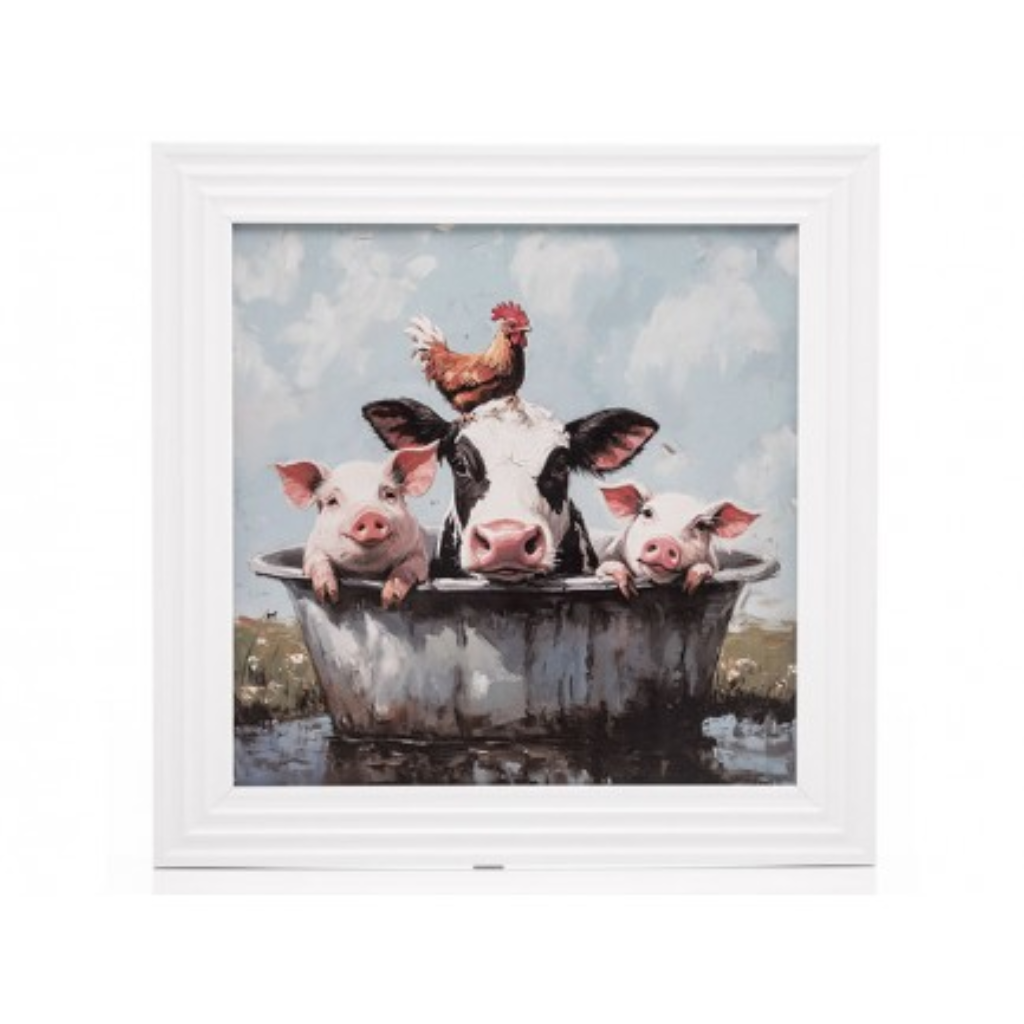 Stonewall Gallery Framed Picture Farmyard Animals in the Bath ZH34 Kirkwood Mulligans of Ballaghaderreen