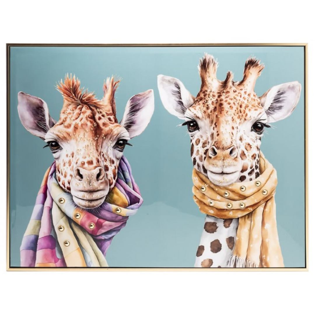 Stonewall Gallery Framed Textured Picture-Giraffesin Scarves BA20 Kirkwood Mulligans of Ballaghaderreen   