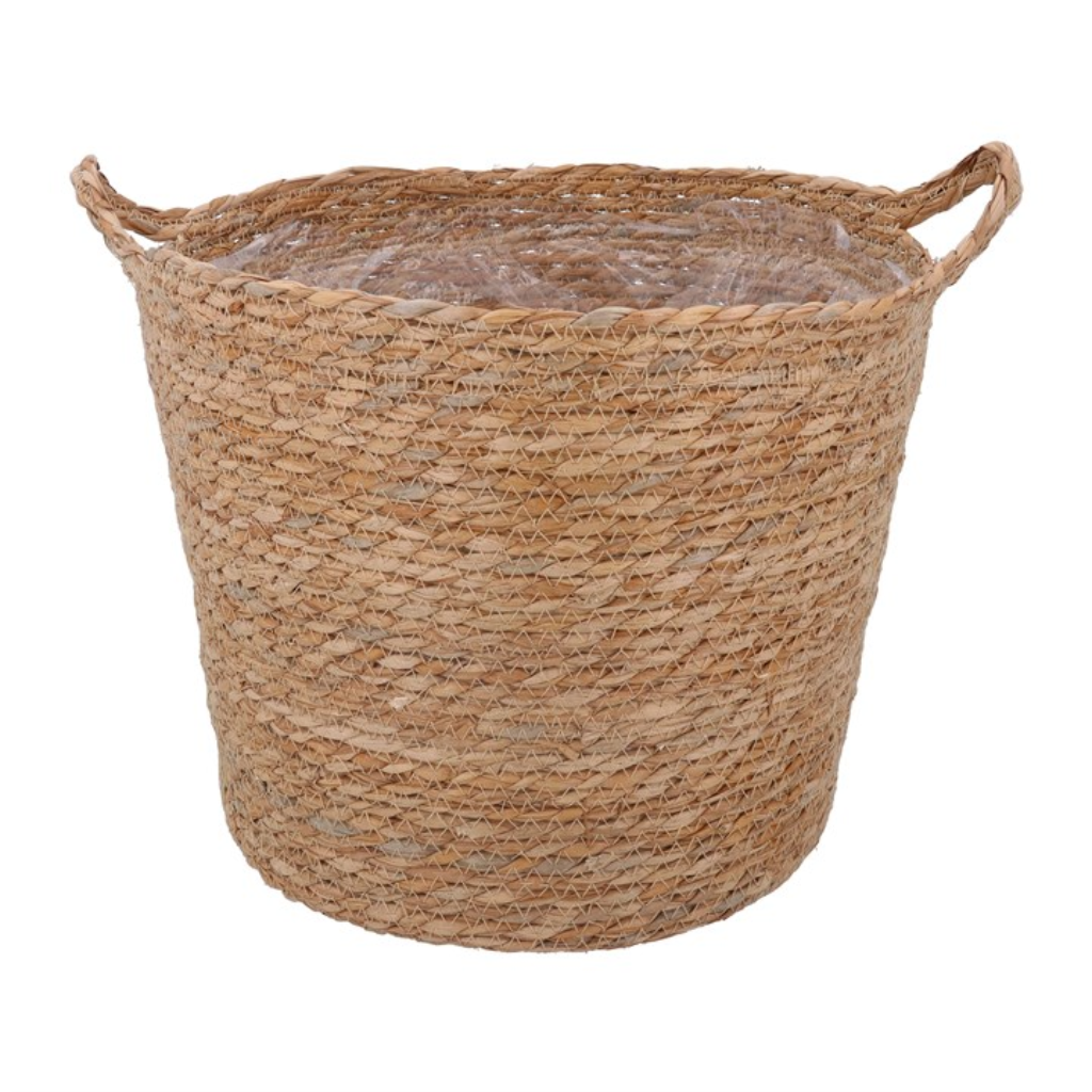 Straw Basket - Natural Woven Bowl with Handles, Lrg 32503 Gisela Graham Mulligans of Ballaghaderreen