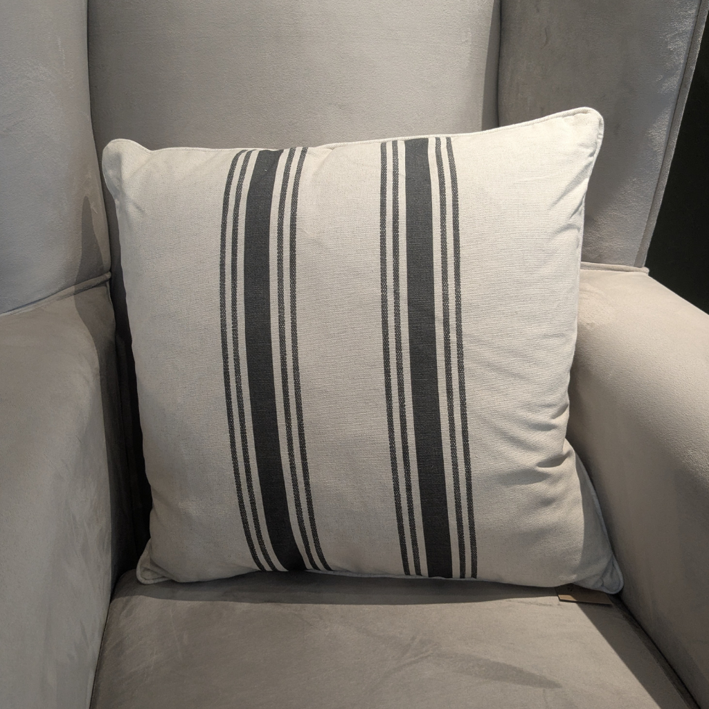 Stripe Charcoal Feather Scatter Cushion SCFSC Milford Linen Mulligans of Ballaghaderreen