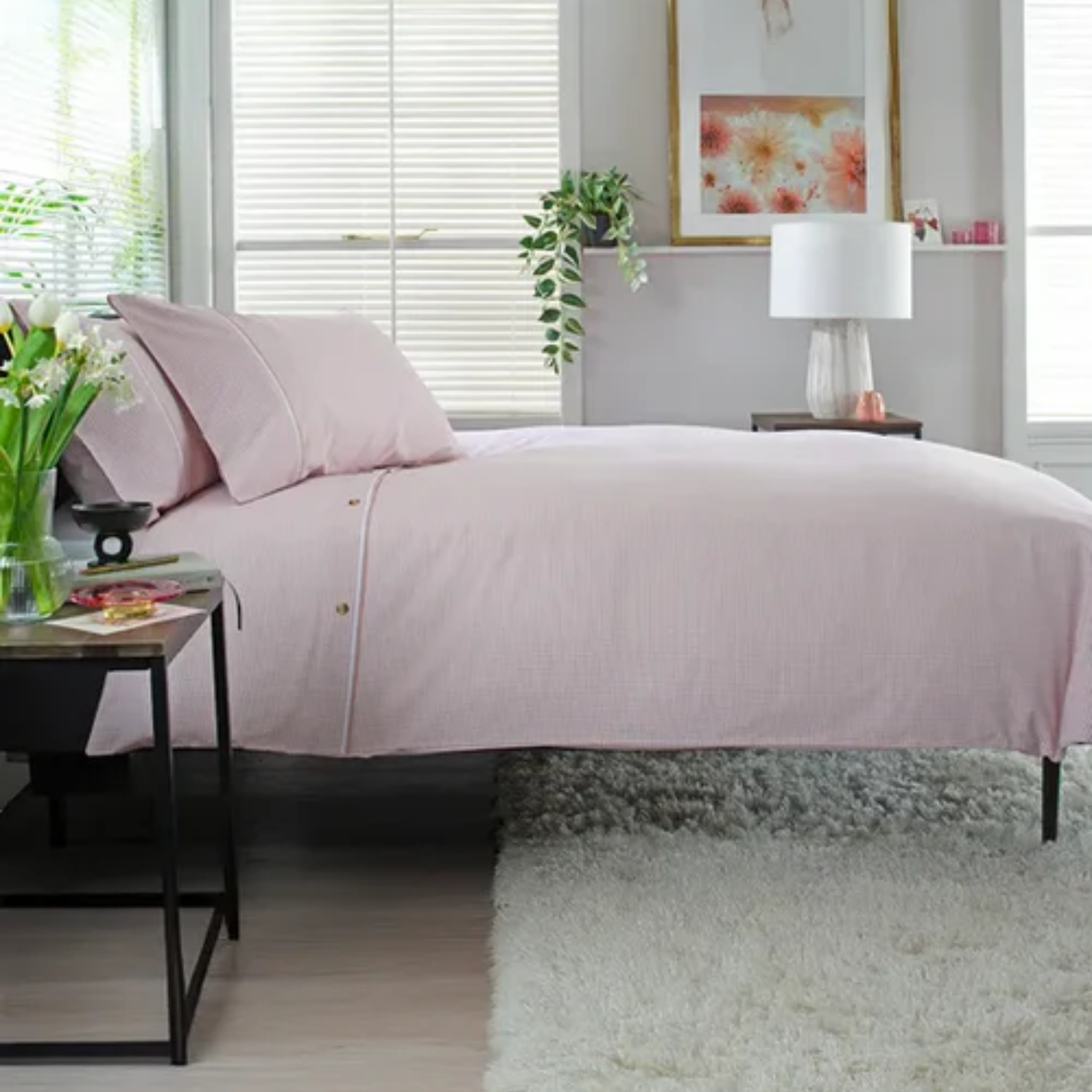 TLC Gingham Duvet Set - Rose and White TLCGDSRW Stematclo Mulligans of Ballaghaderreen