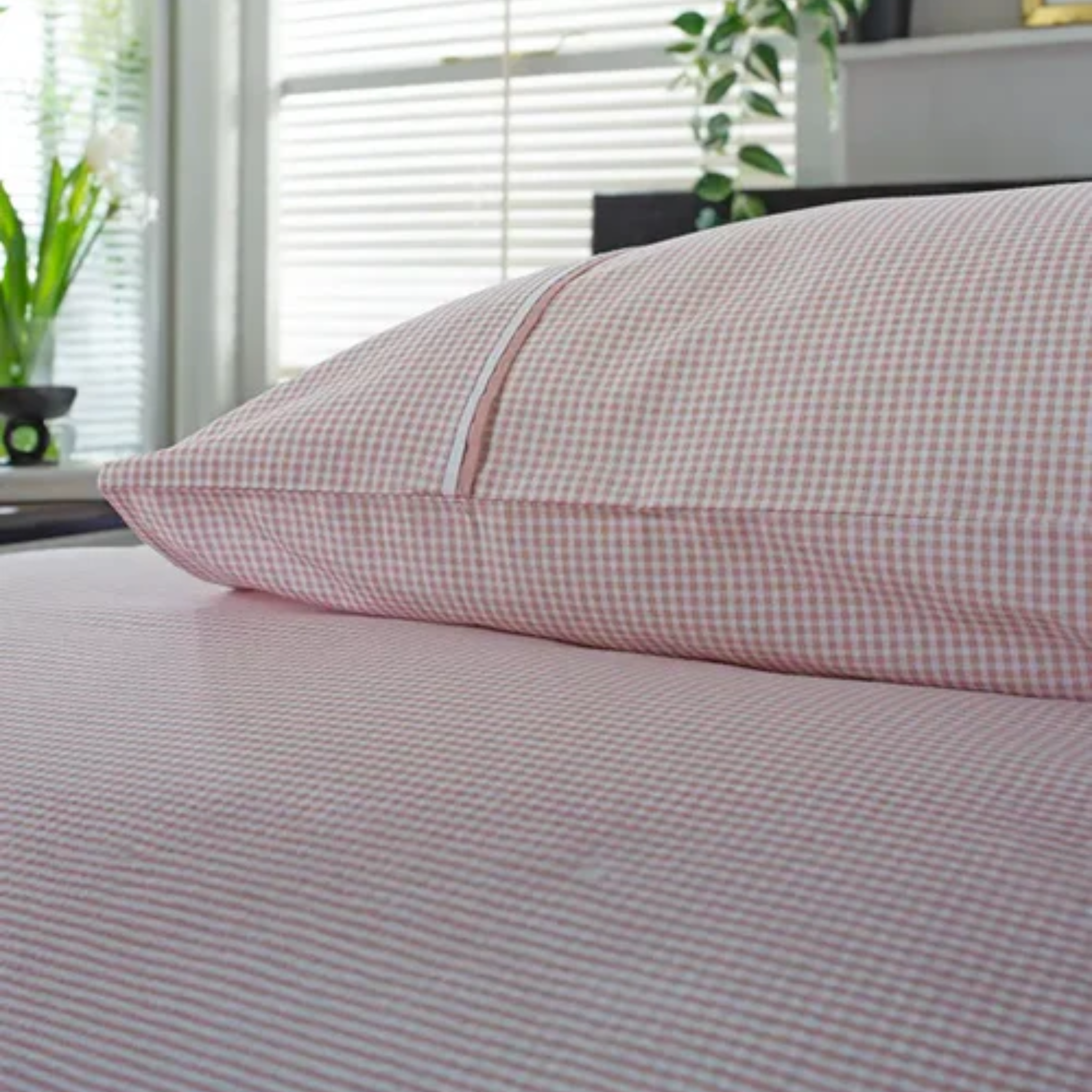 TLC Gingham Duvet Set - Rose and White TLCGDSRW Stematclo Mulligans of Ballaghaderreen