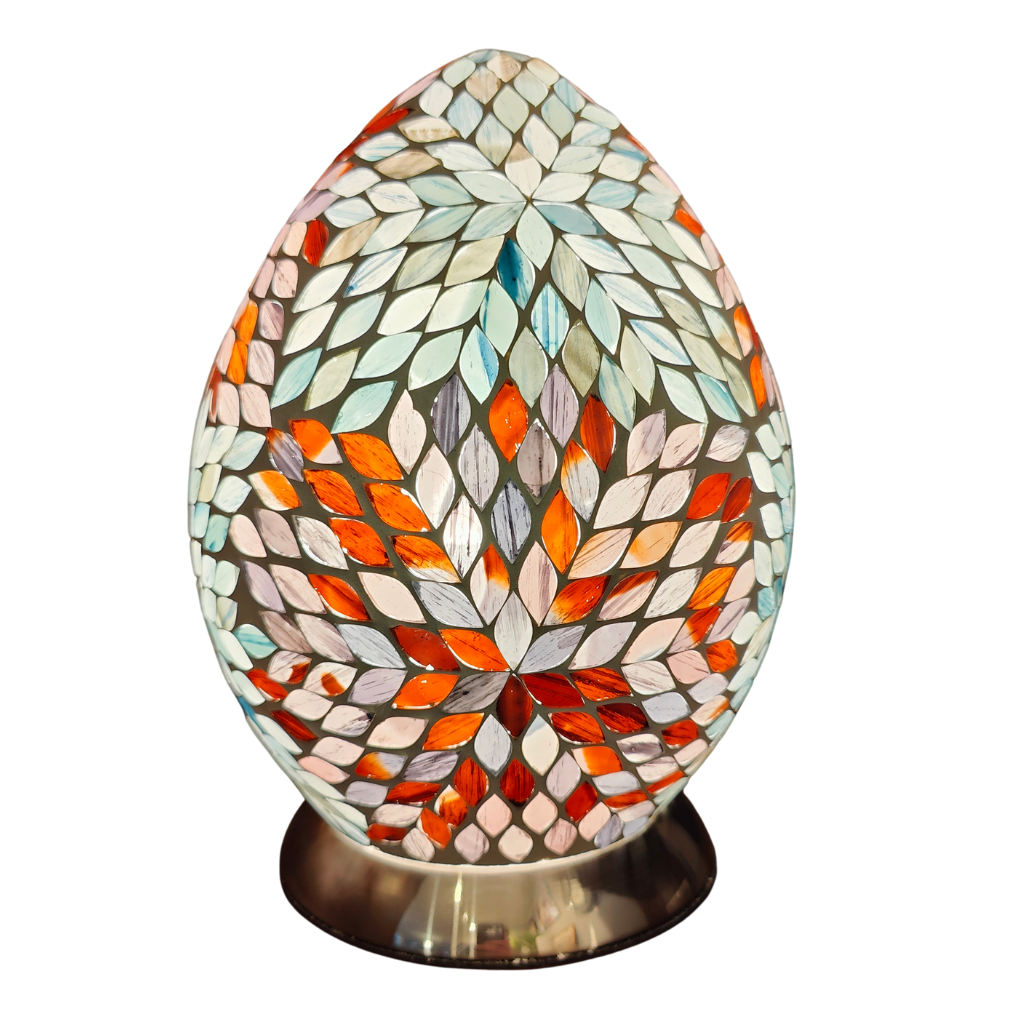 The Grange Collection Blue and Amber Mosaic Egg Lamp  Mulligans of Ballaghaderreen