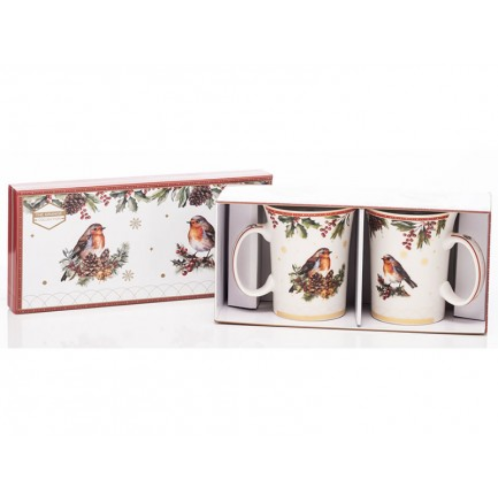 The Grange Collection Christmas Robin Mugs - Set of 2 SM18 Kirkwood Mulligans of Ballaghaderreen