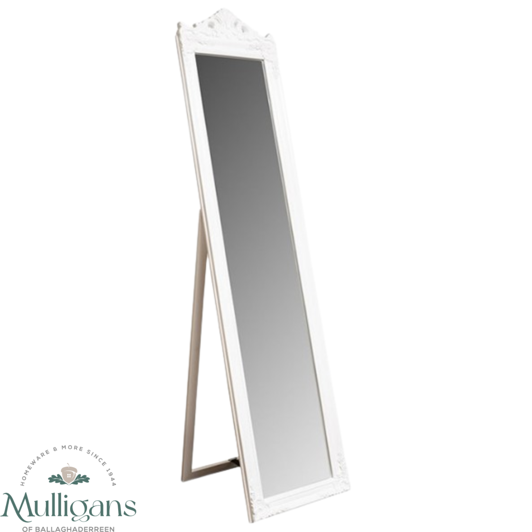 The Grange Collection Gloss White Cheval Mirror 40x172cm - LY74 - Mulligans of Ballaghaderreen 