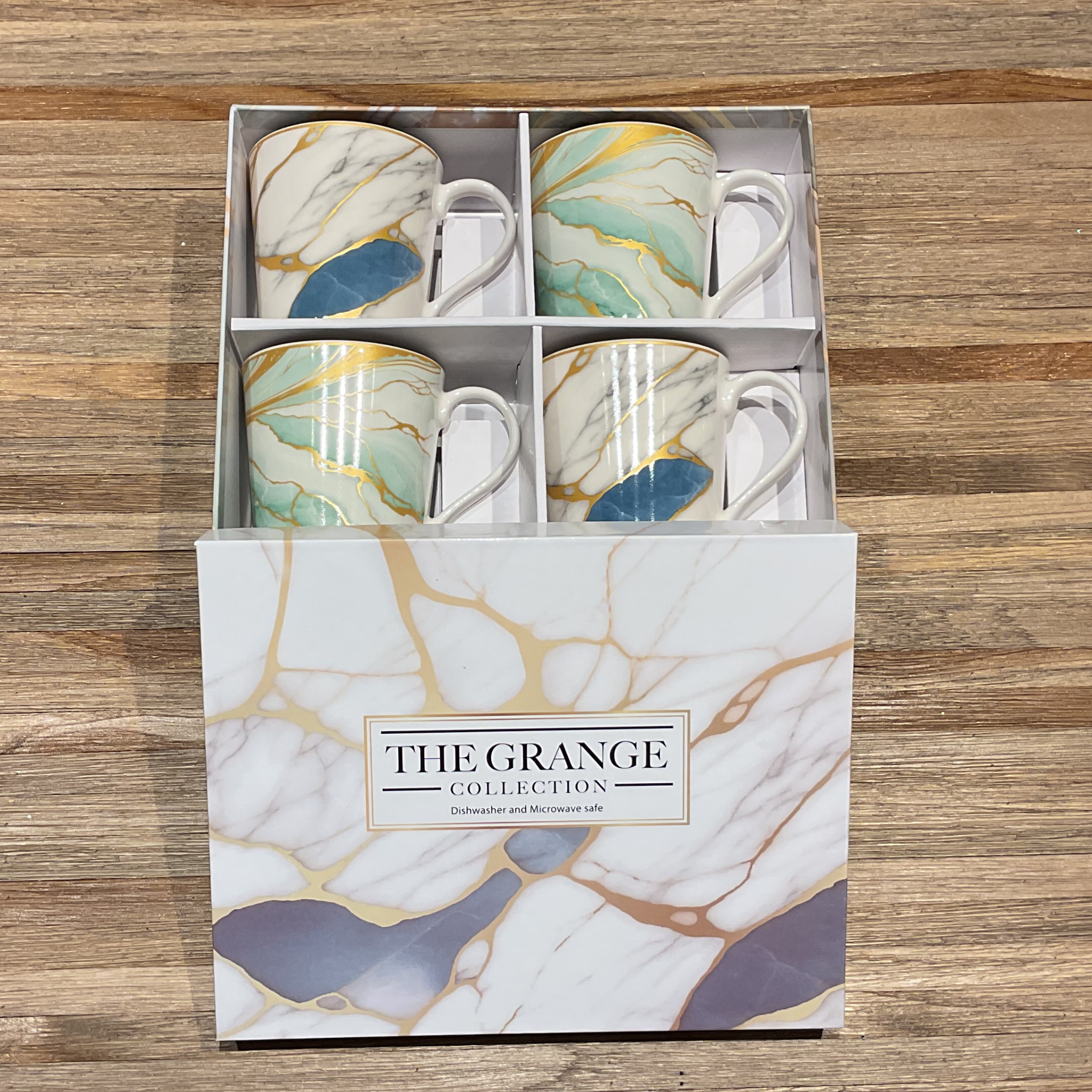The Grange Collection Mug Set 4 With Golden Streaks HP55 Kirkwood Mulligans of Ballaghaderreen