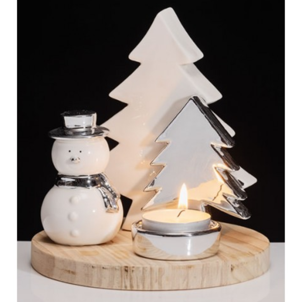 The Grange Collection Porcelain & Wooden Candleholder Snowman JW11Kirkwood Mulligans of Ballaghaderreen