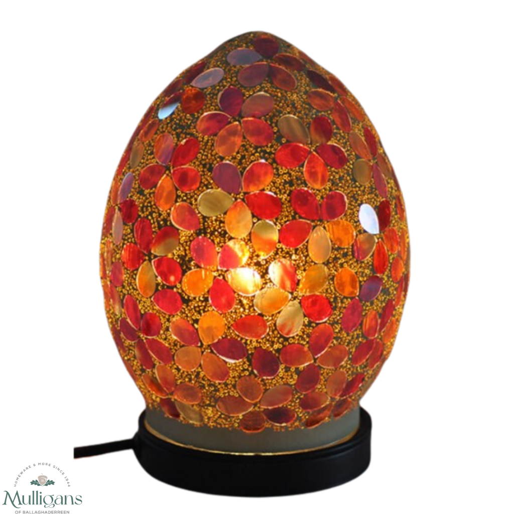 The Grange Collection Red and Amber Mosaic Egg Lamp AL11 Kirkwood Mulligans of Ballaghaderreen