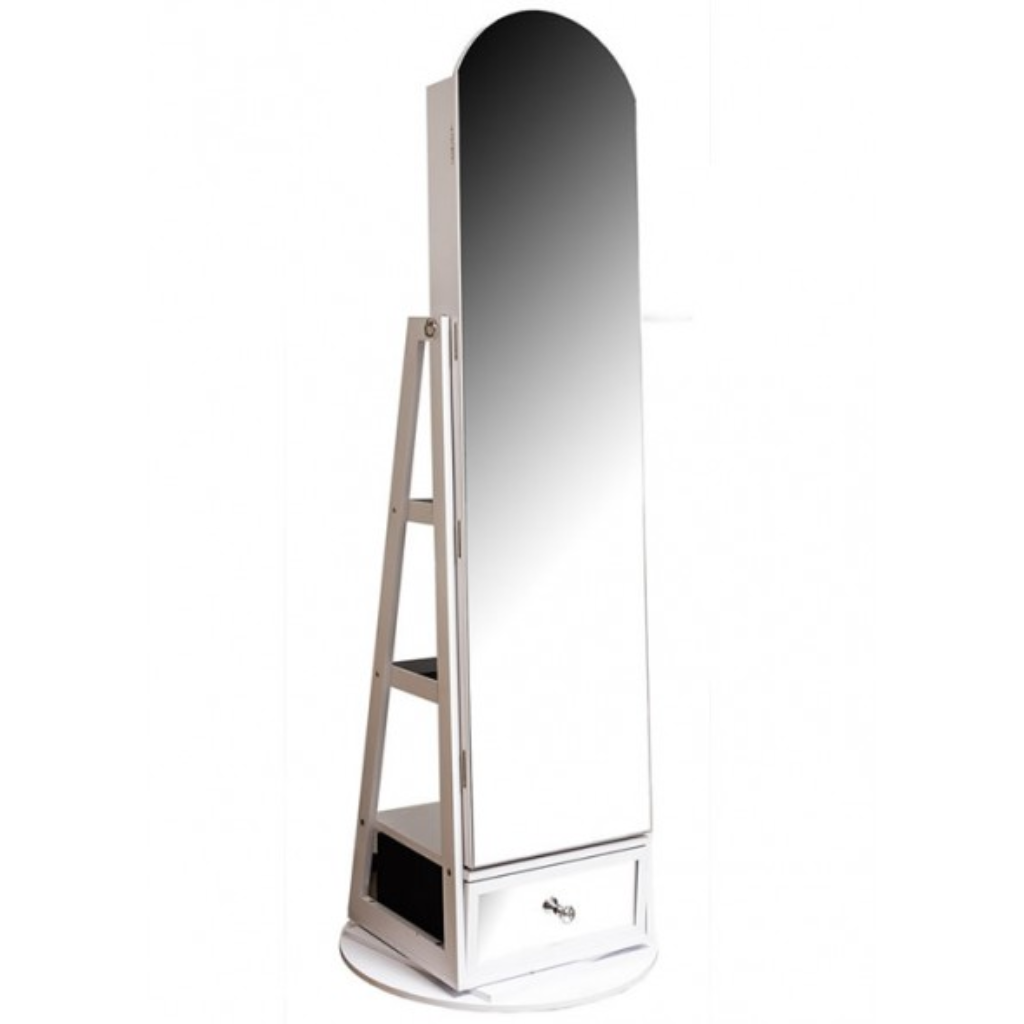 The Grange Collection White Rotating Mirrored Jewellery Cabinet - Mulligans of Ballaghaderreen 