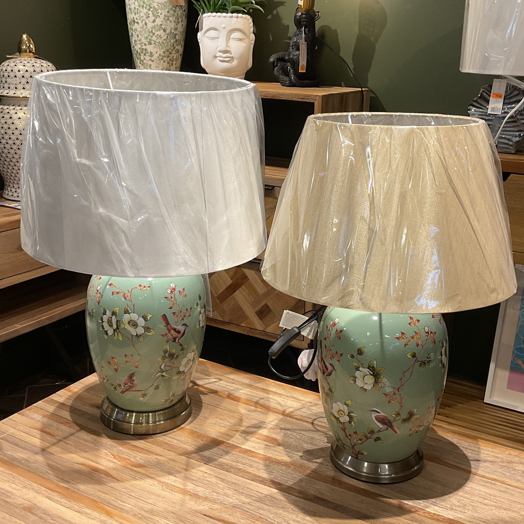 The Grange Collection Bird Design Table Lamp - Green YD11_W Kirkwood Mulligans of Ballaghaderreen