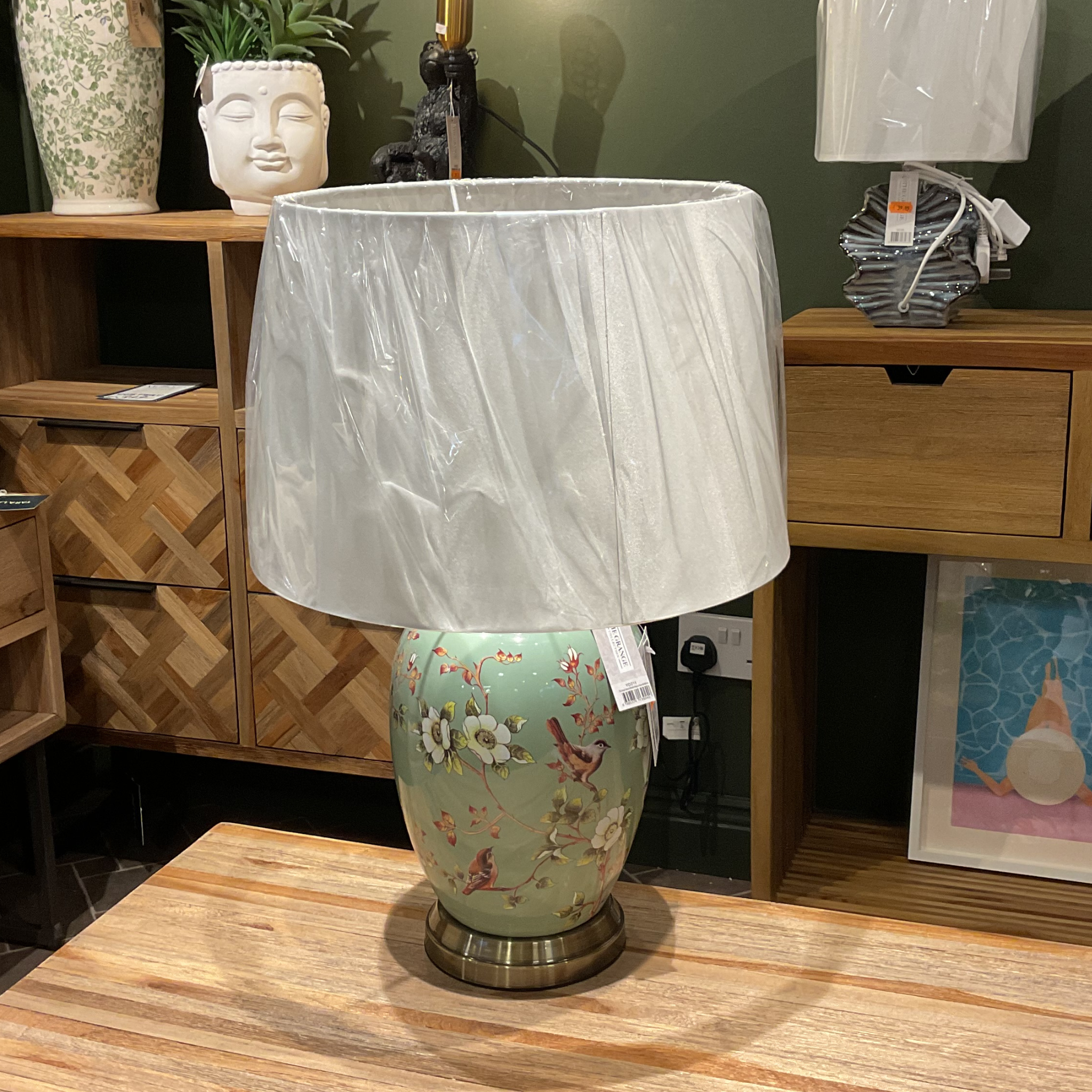 The Grange Collection Bird Design Table Lamp - Green YD11_W Kirkwood Mulligans of Ballaghaderreen