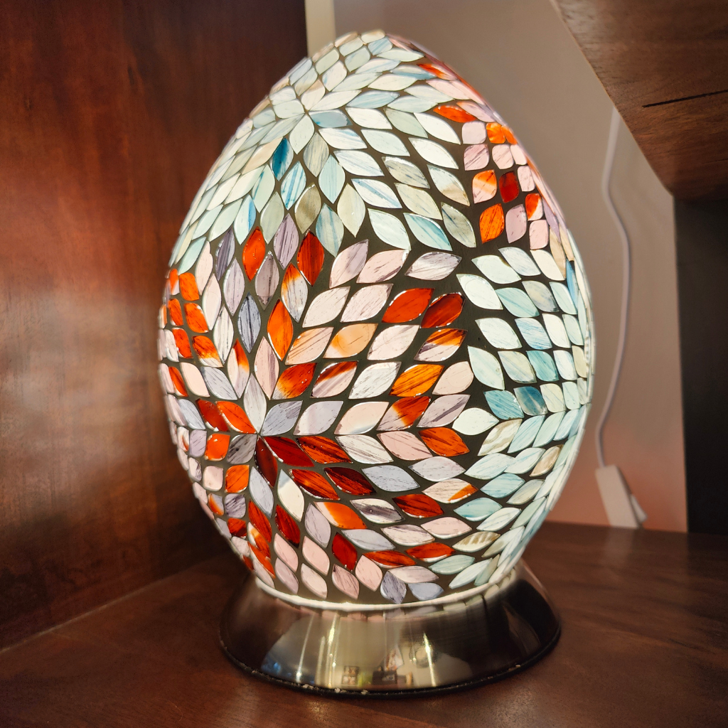 The Grange Collection Blue and Amber Mosaic Egg Lamp  Mulligans of Ballaghaderreen