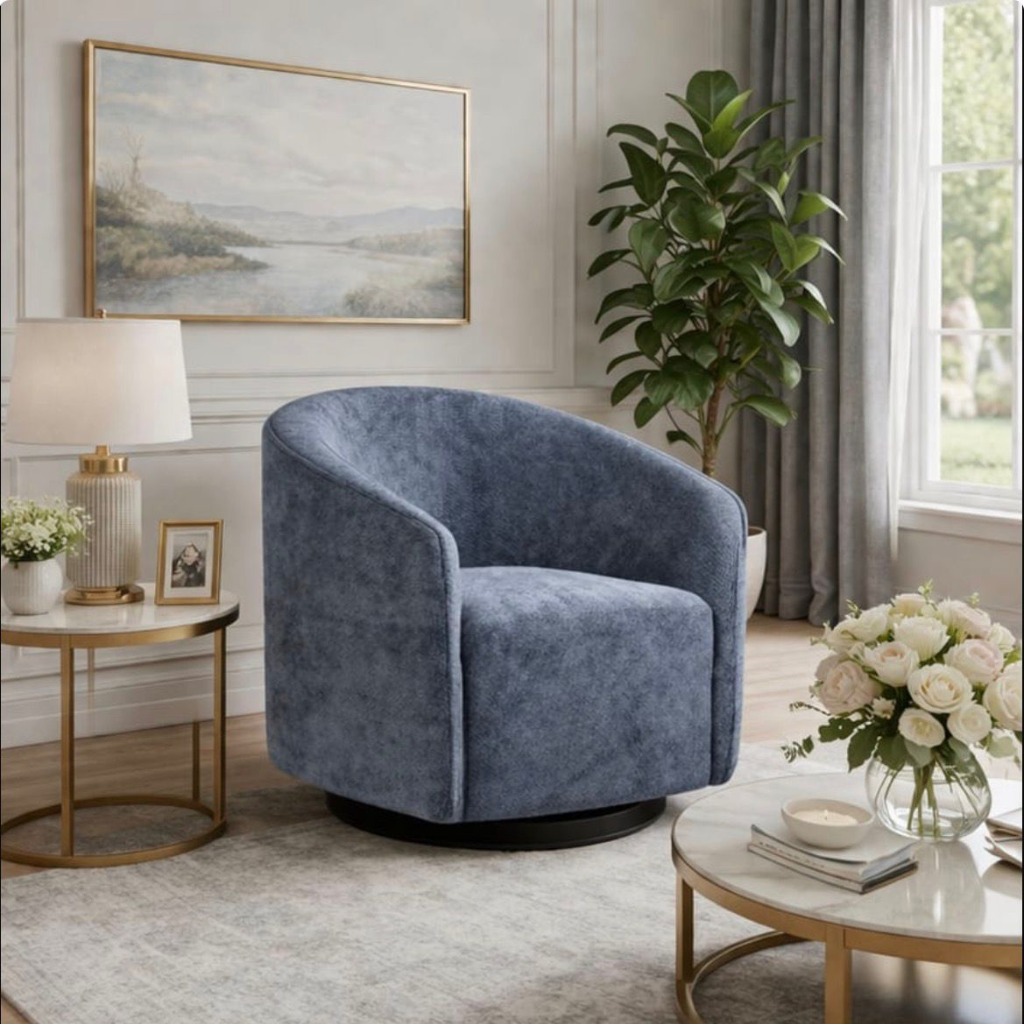 The Grange Collection Swivel Tub Chair - Navy