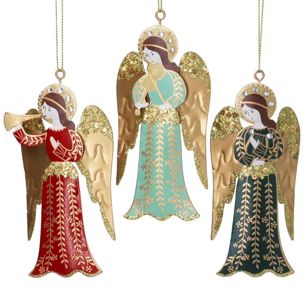 Tin Angels Decoration - Red/Green/Blue 12273 Gisela Graham Mulligans of Ballaghaderreen