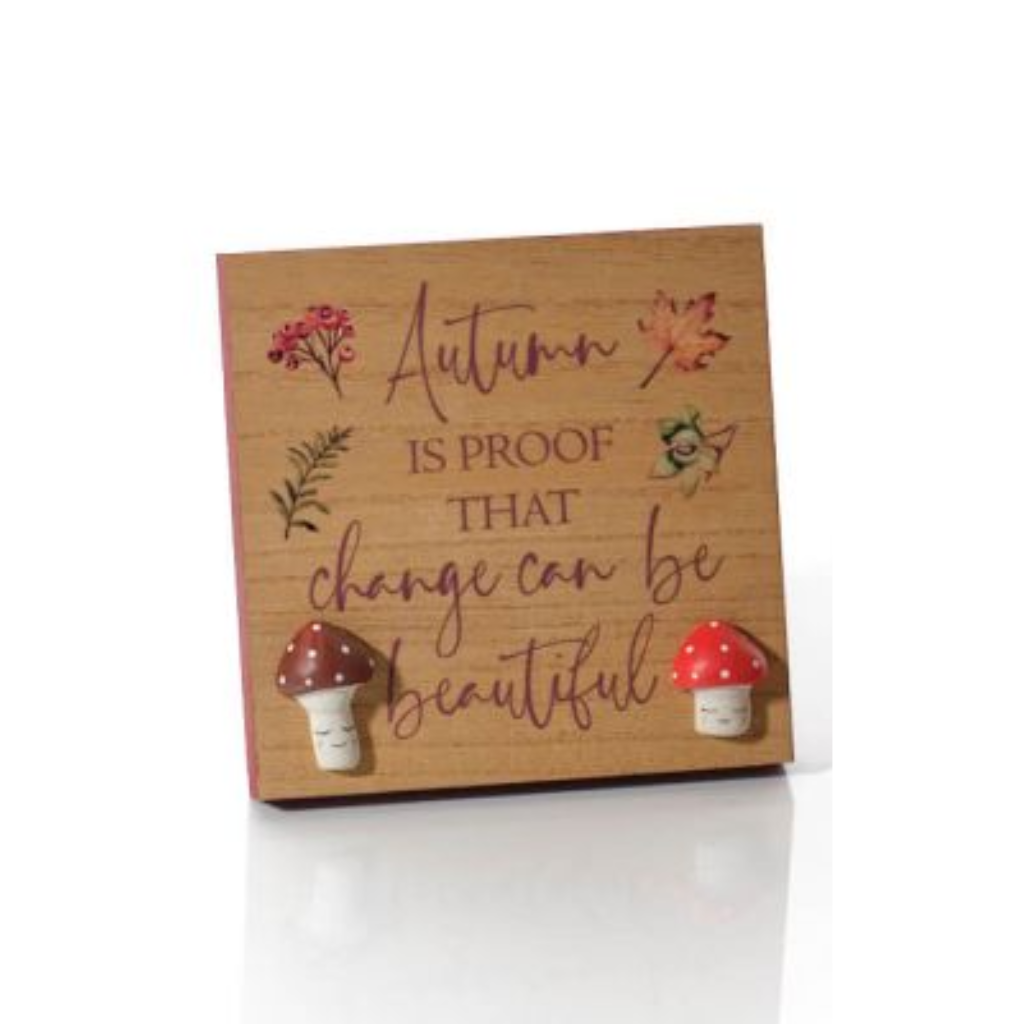 Toadstool Wood Easel Plaque with 3D Mushrooms 8TT303 Richard Langs Mulligans of Ballaghaderreen
