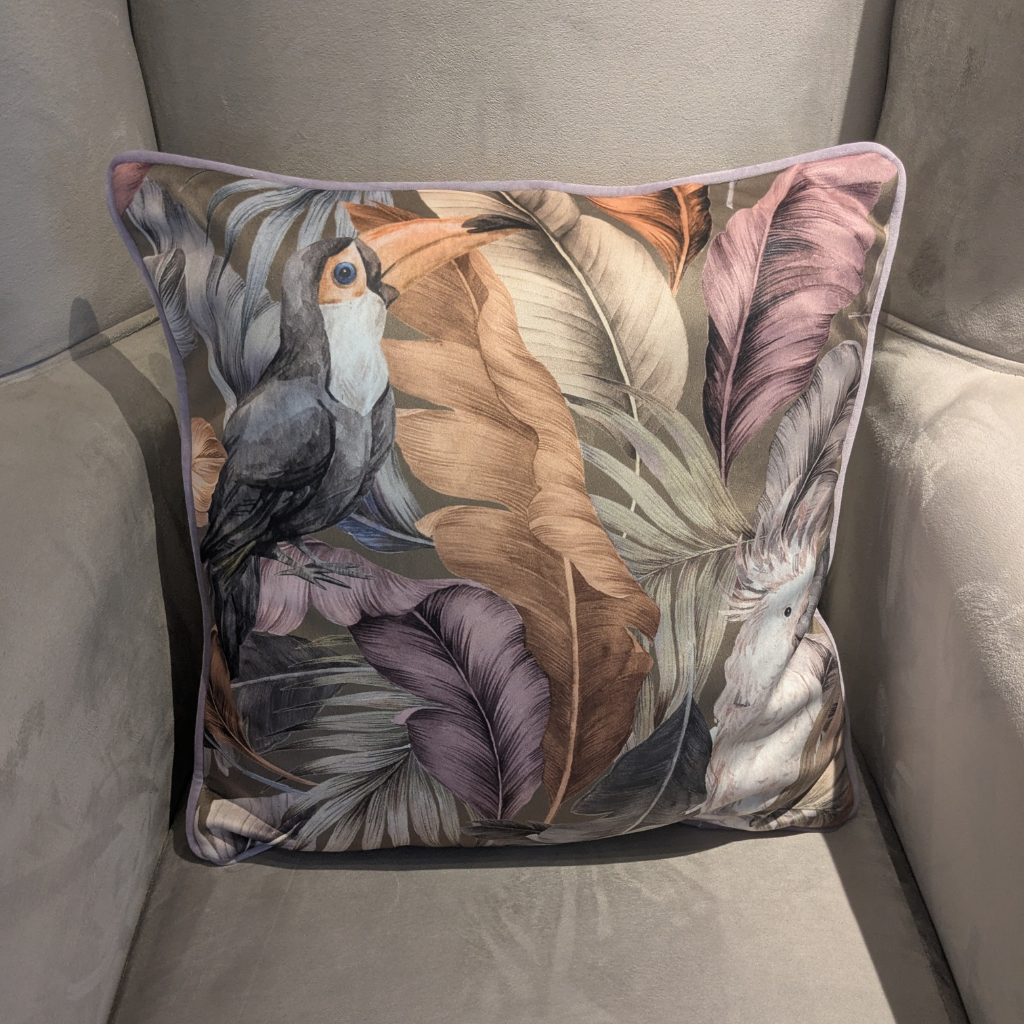 Toucan Lilac Feather Scatter Cushion TLFSC Milford Linen Mulligans of Ballaghaderreen