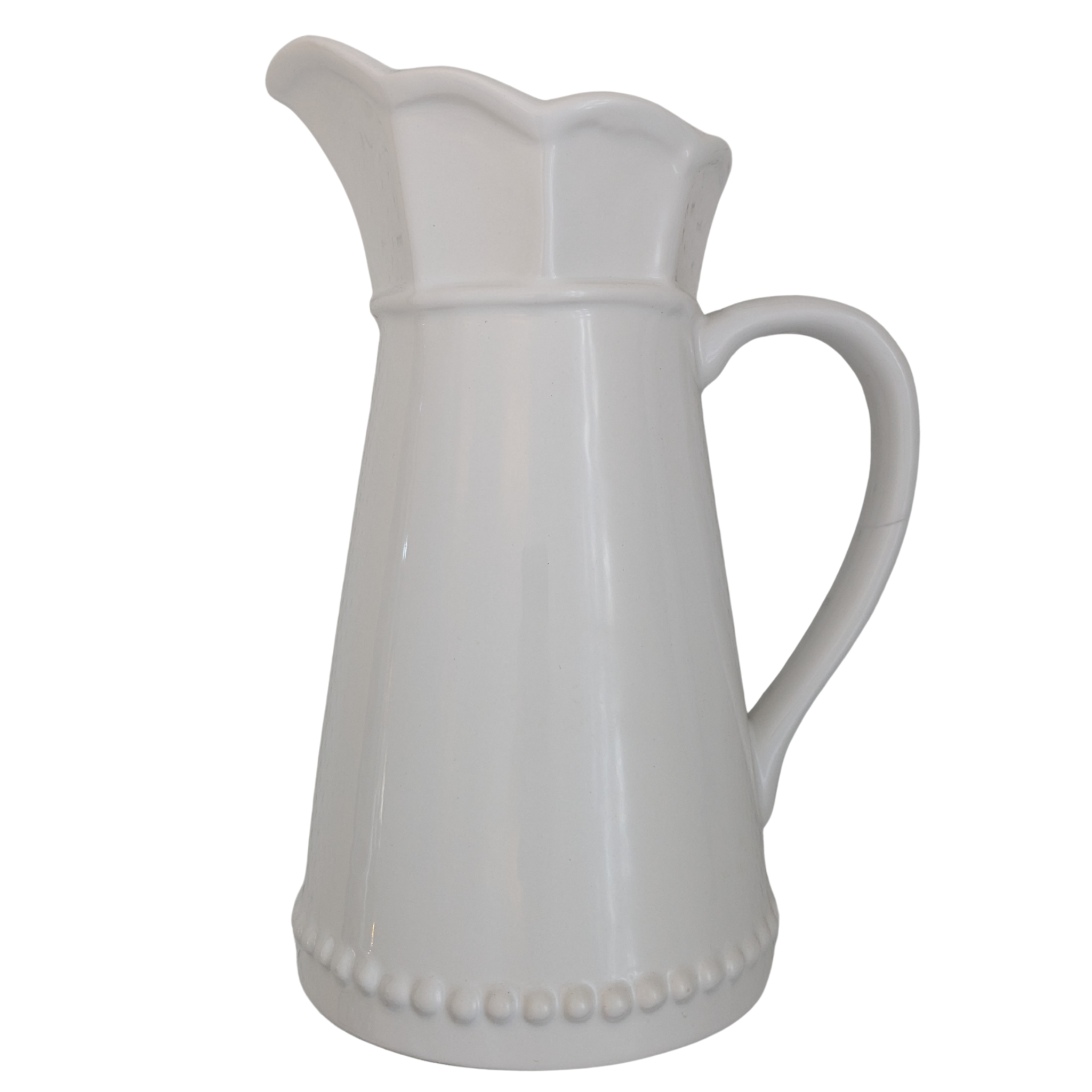 White Ceramic Scalloped Jug 7HM298 Richard Langs Mulligans of Ballaghaderreen