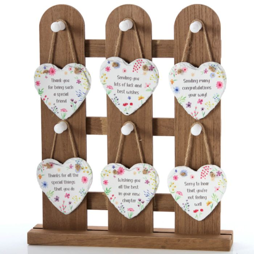 White Floral Slate Heart Hangers 7BP110 Richard Lang - Mulligans of Ballaghaderreen