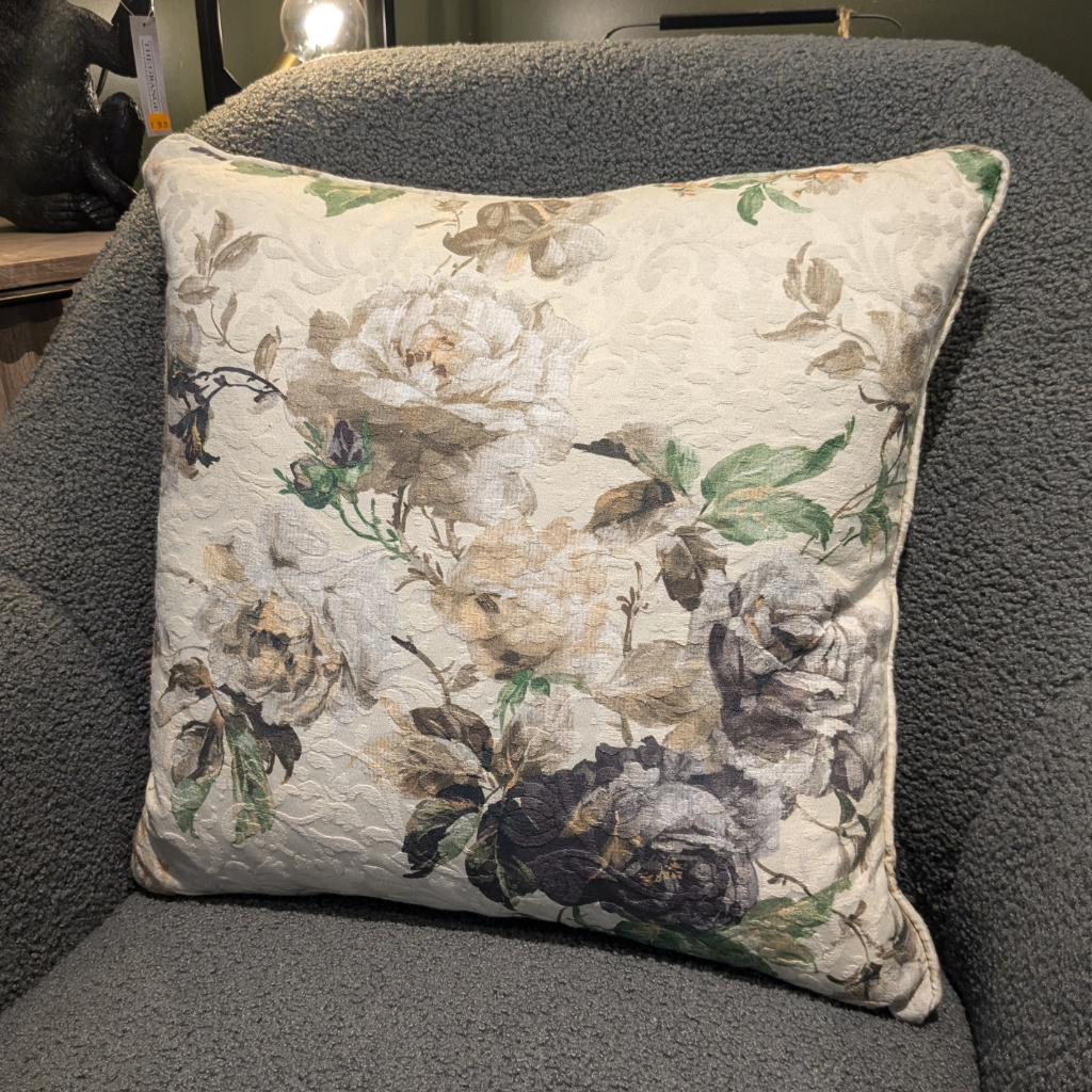 White Peony Feather Filled Cushion WPFFC Millford Mulligans of Ballaghaderreen