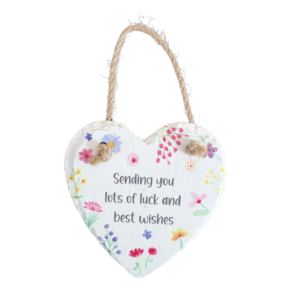 White Floral Slate Heart Hangers 7BP110 Richard Lang - Mulligans of Ballaghaderreen