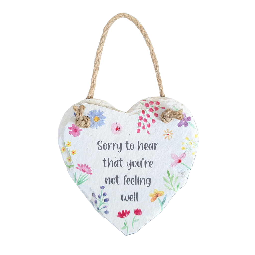White Floral Slate Heart Hangers 7BP110 Richard Lang - Mulligans of Ballaghaderreen