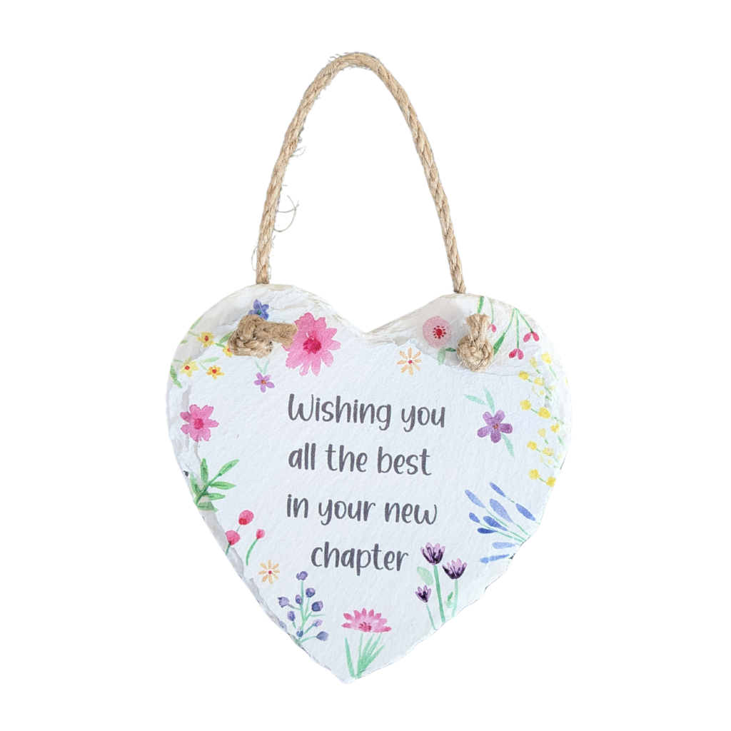 White Floral Slate Heart Hangers 7BP110 Richard Lang - Mulligans of Ballaghaderreen