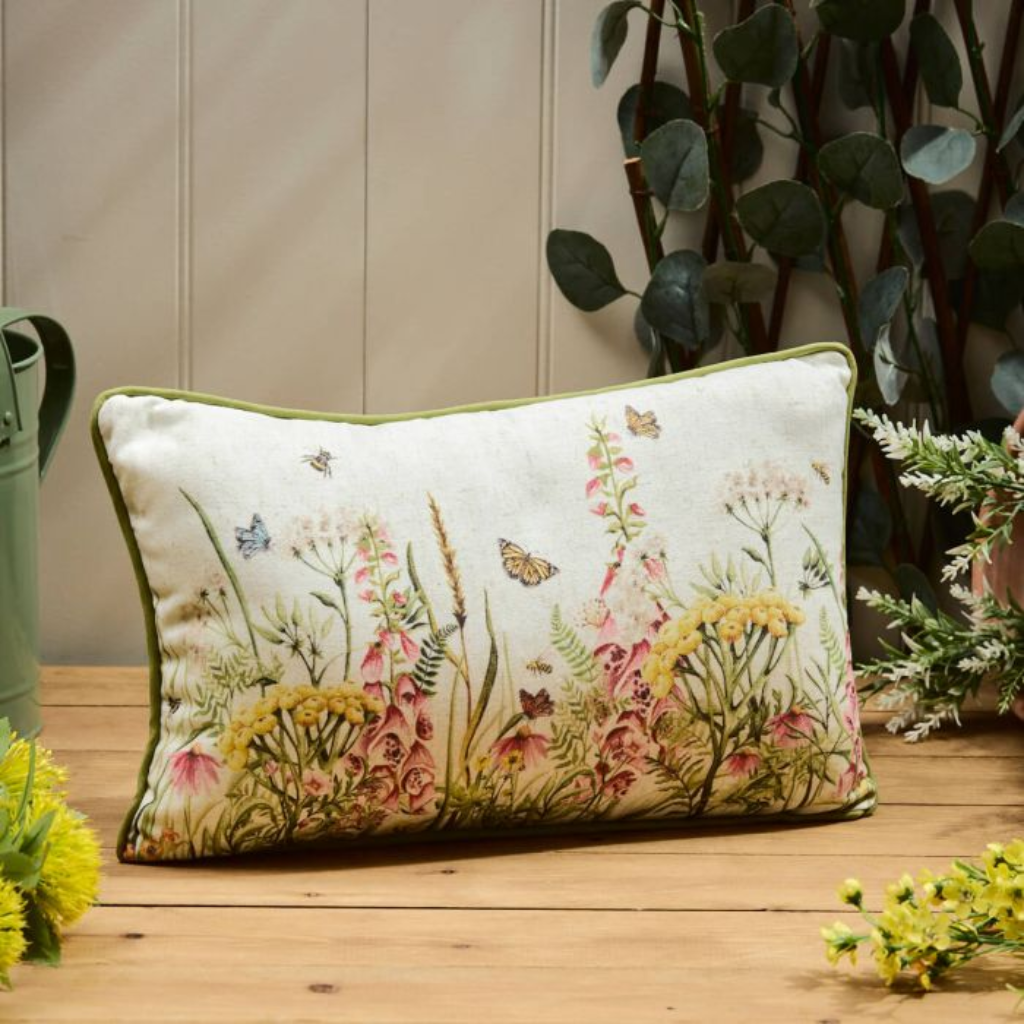 Wildflowers with Butterflies Printed Cushion 4WF410 Richard Langs Mulligans of Ballaghaderreen