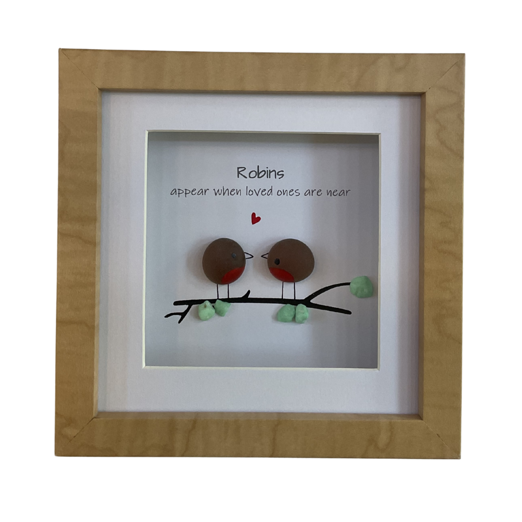 Wooden Framed Pebble Robins 8FG104 Richard Langs Mulligans of Ballaghaderreen
