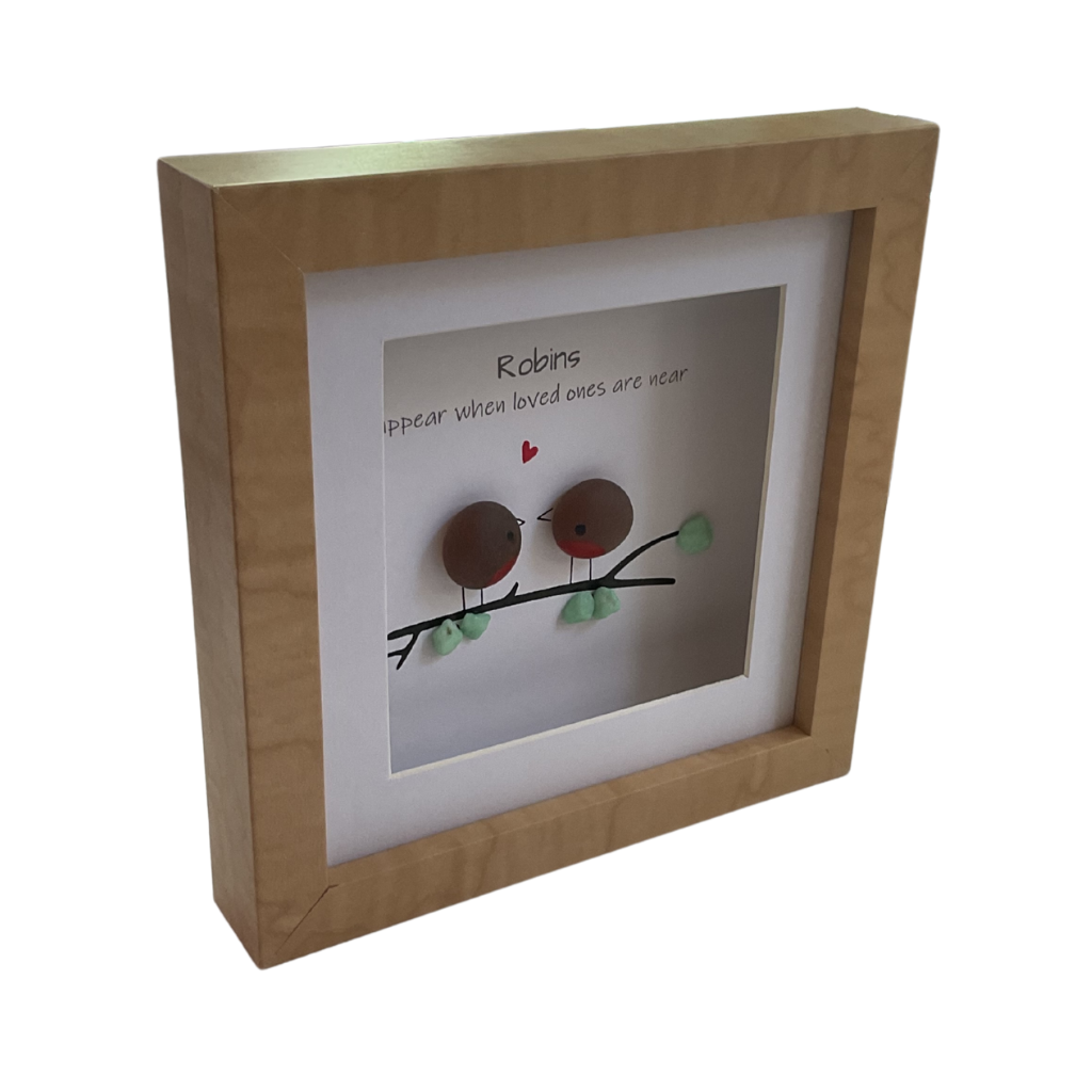 Wooden Framed Pebble Robins 8FG104 Richard Langs Mulligans of Ballaghaderreen