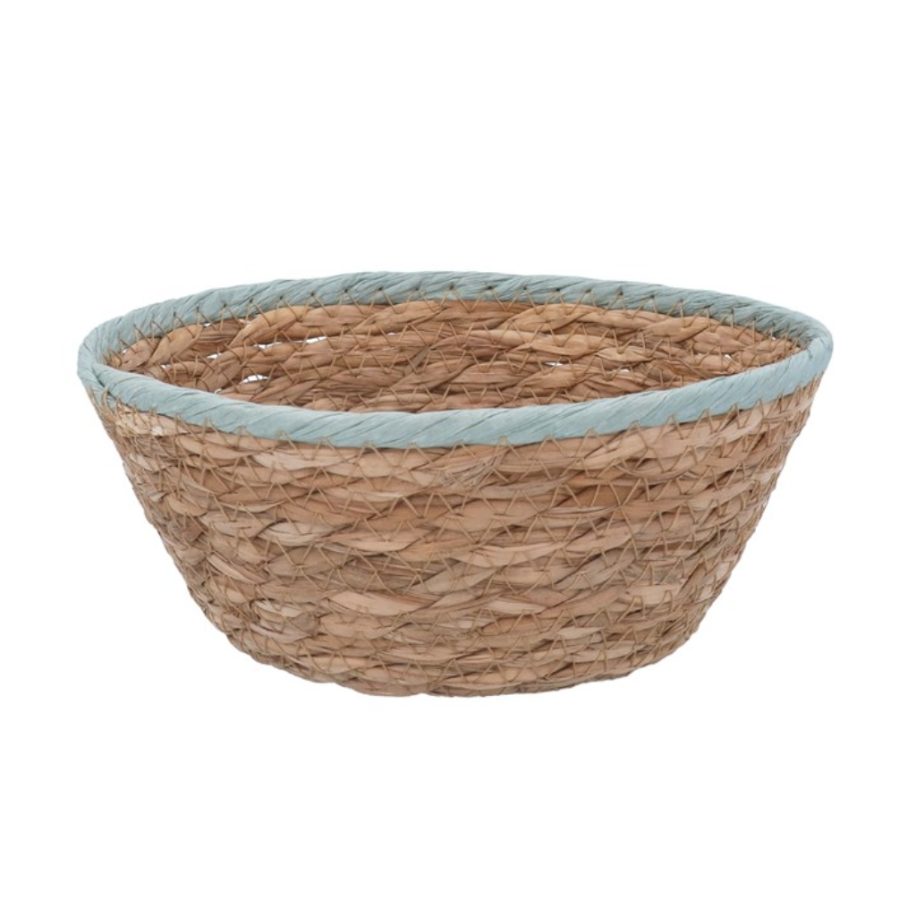 Woven Basket Mini Bowl - Blue Trim Natural 35725 Gisela Graham Mulligans of Ballaghaderreen