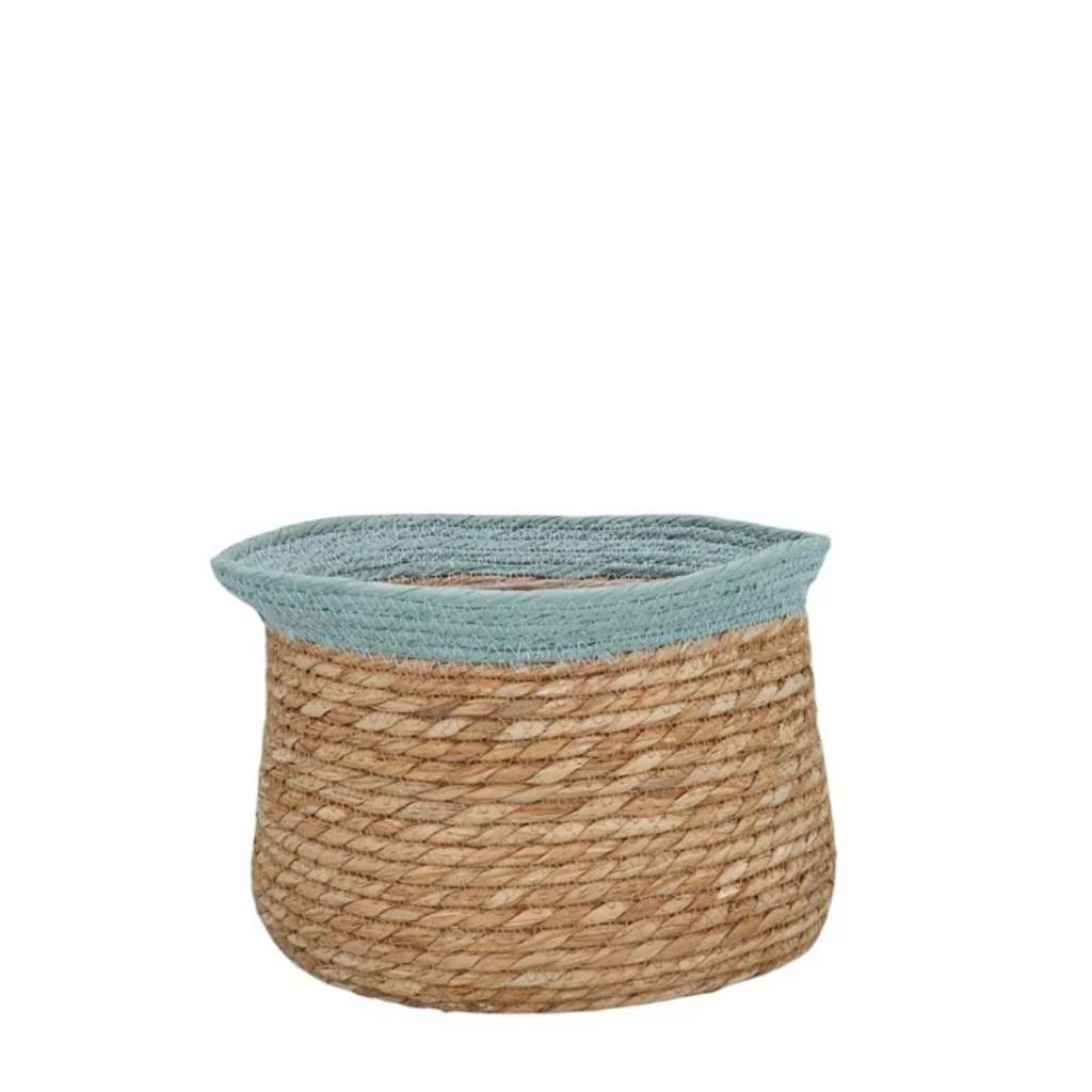 Woven Tub Baskets - Blue Trim Natural 35726 Gisela Graham Mulligans of Ballaghaderreen