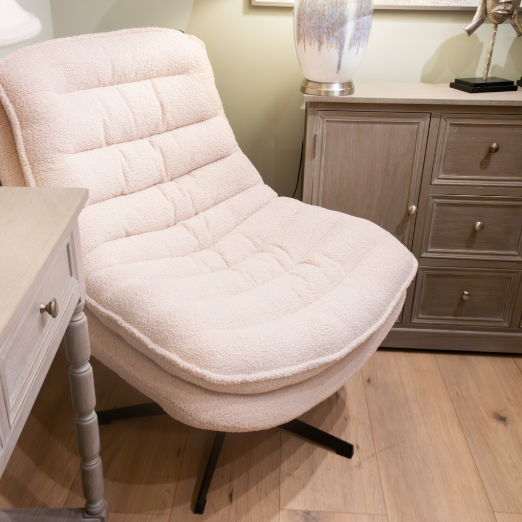 Yasmine Swivel Accent Chair Boucle Beige TL6164 Tara Lane Mulligans of Ballaghaderreen