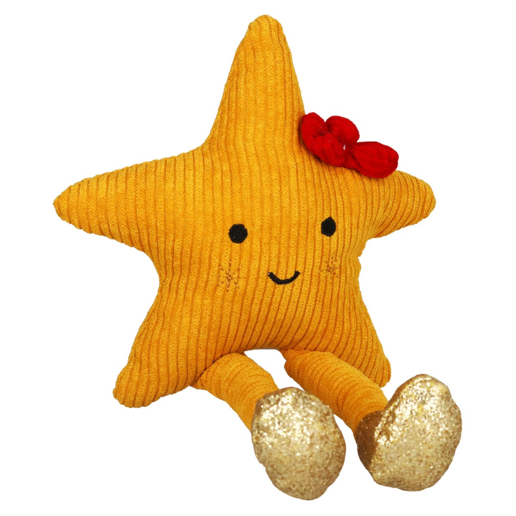 Yellow Star with Red Bow Fabric Shelf Sitter 36443 Gisela Graham Mulligans of Ballaghaderreen