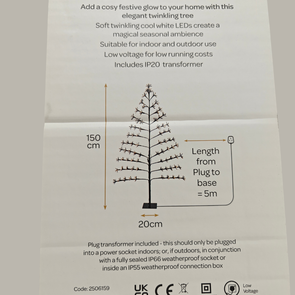 Slimline Twinkling Tree - 1.5m