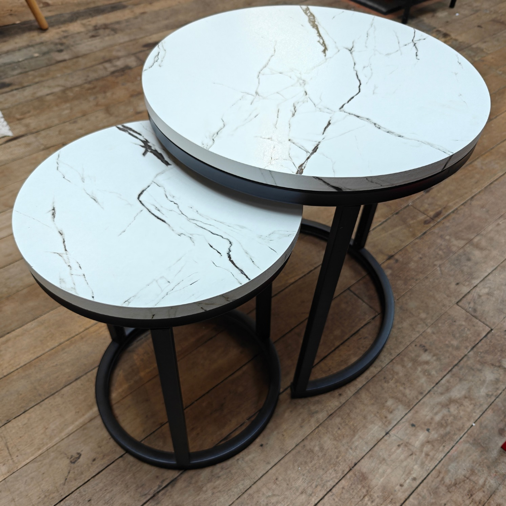 The Grange Nest 2 Round Tables Marble Effect SE10 Kirkwood Mulligans of Ballaghaderreen